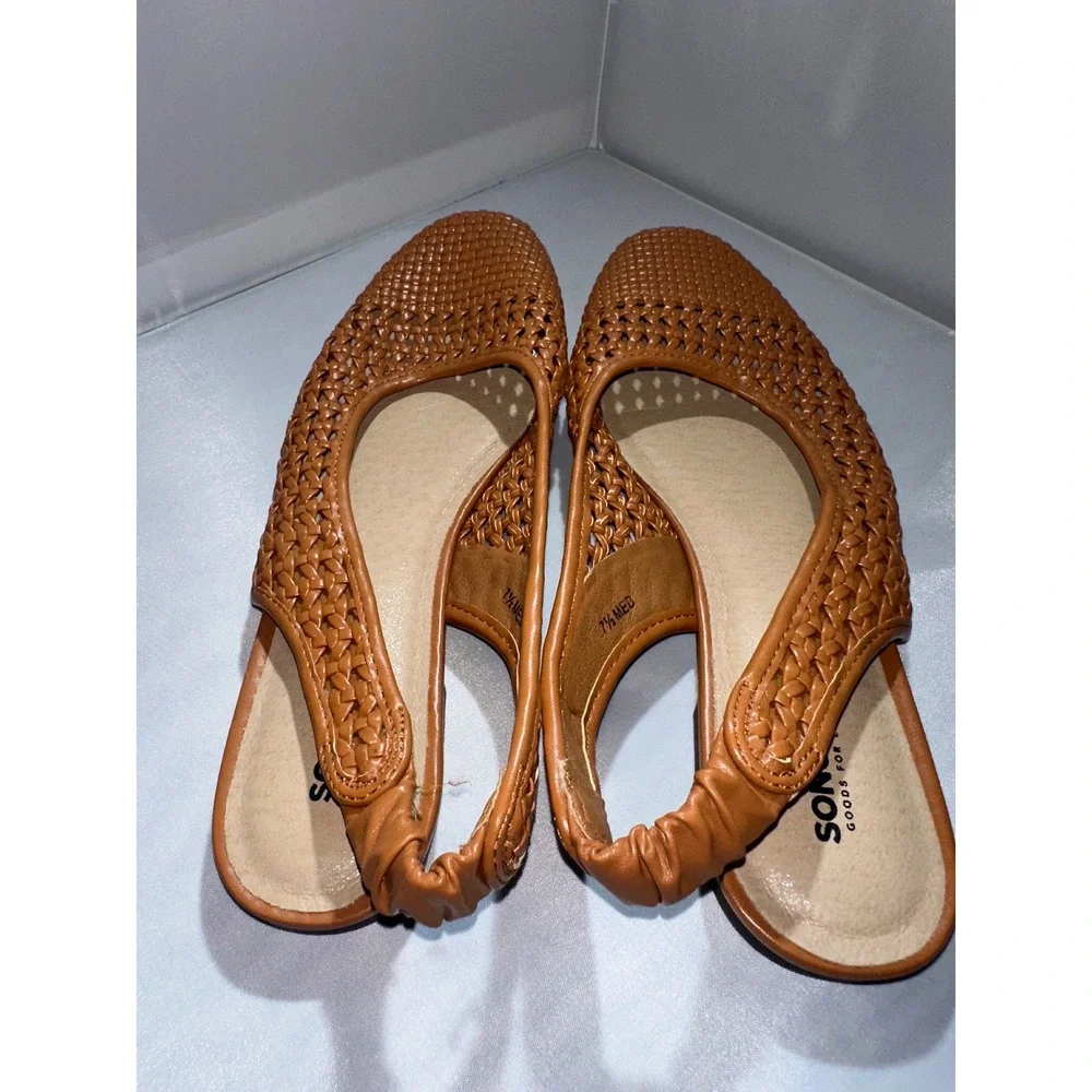 Sonoma Goods For Life Woven Slingback Flats Tan Brown JILLYTAN 7.5 MED